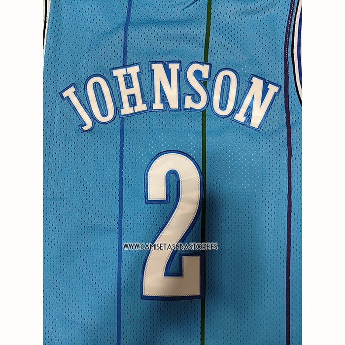 Larry Johnson NO 2 Camiseta Charlotte Hornets Retro Azul